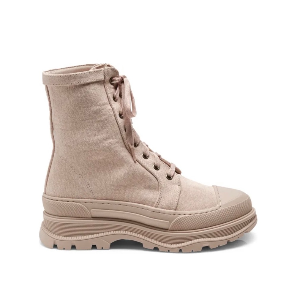 Free People Combat Boot Camp Out Canvas NWT Lace Up Boot Natural - Picture 4 of 13